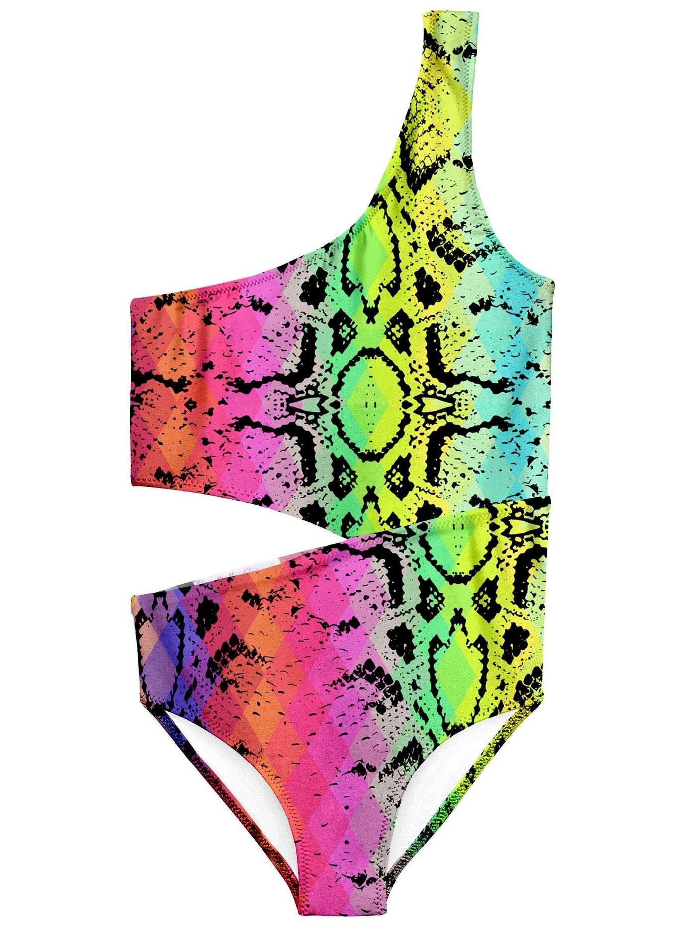 Rainbow Snakeskin Cut Out Swimsuit