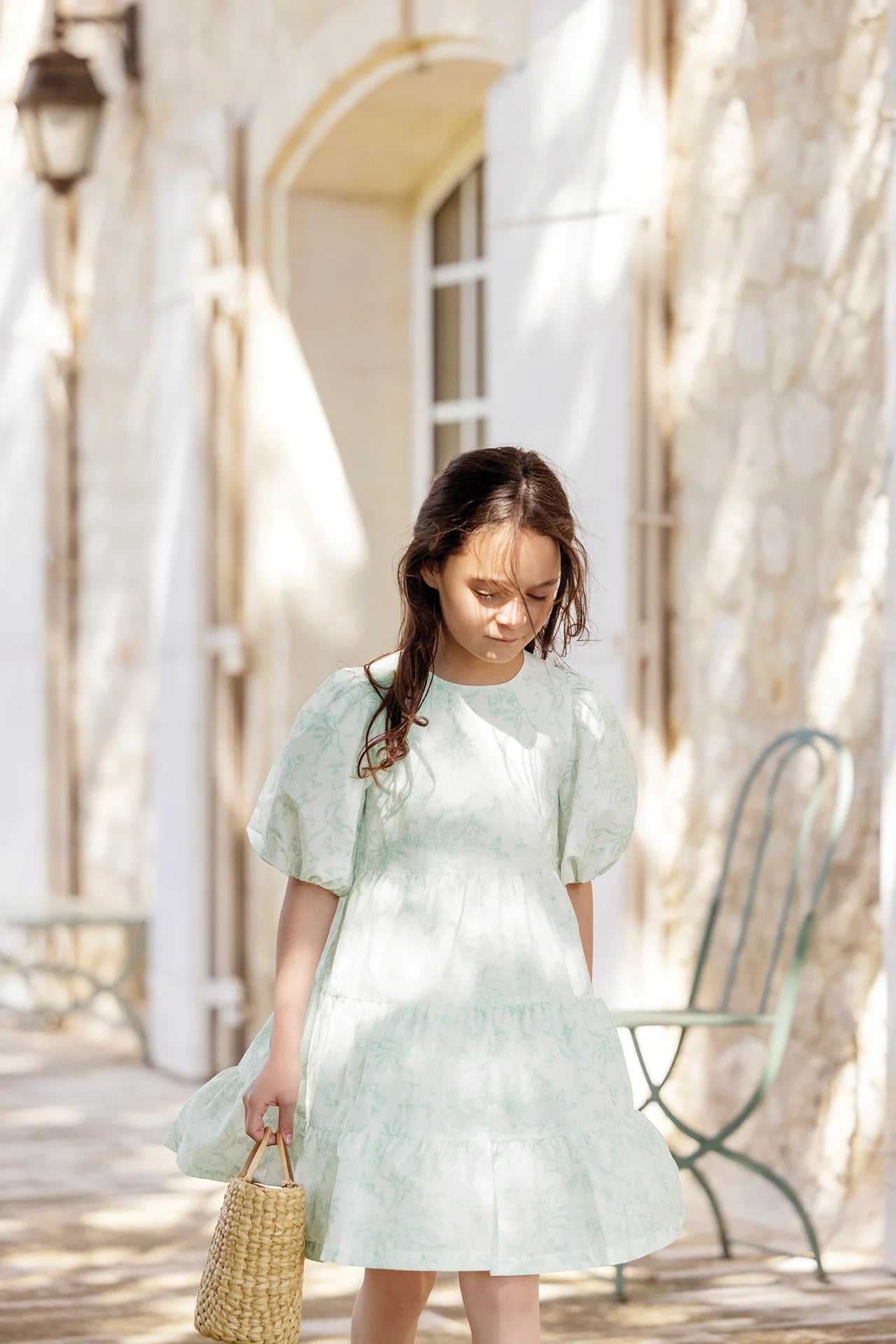 Long Dress Praline Inspiration Toile de Jouy - Lagoon Blue