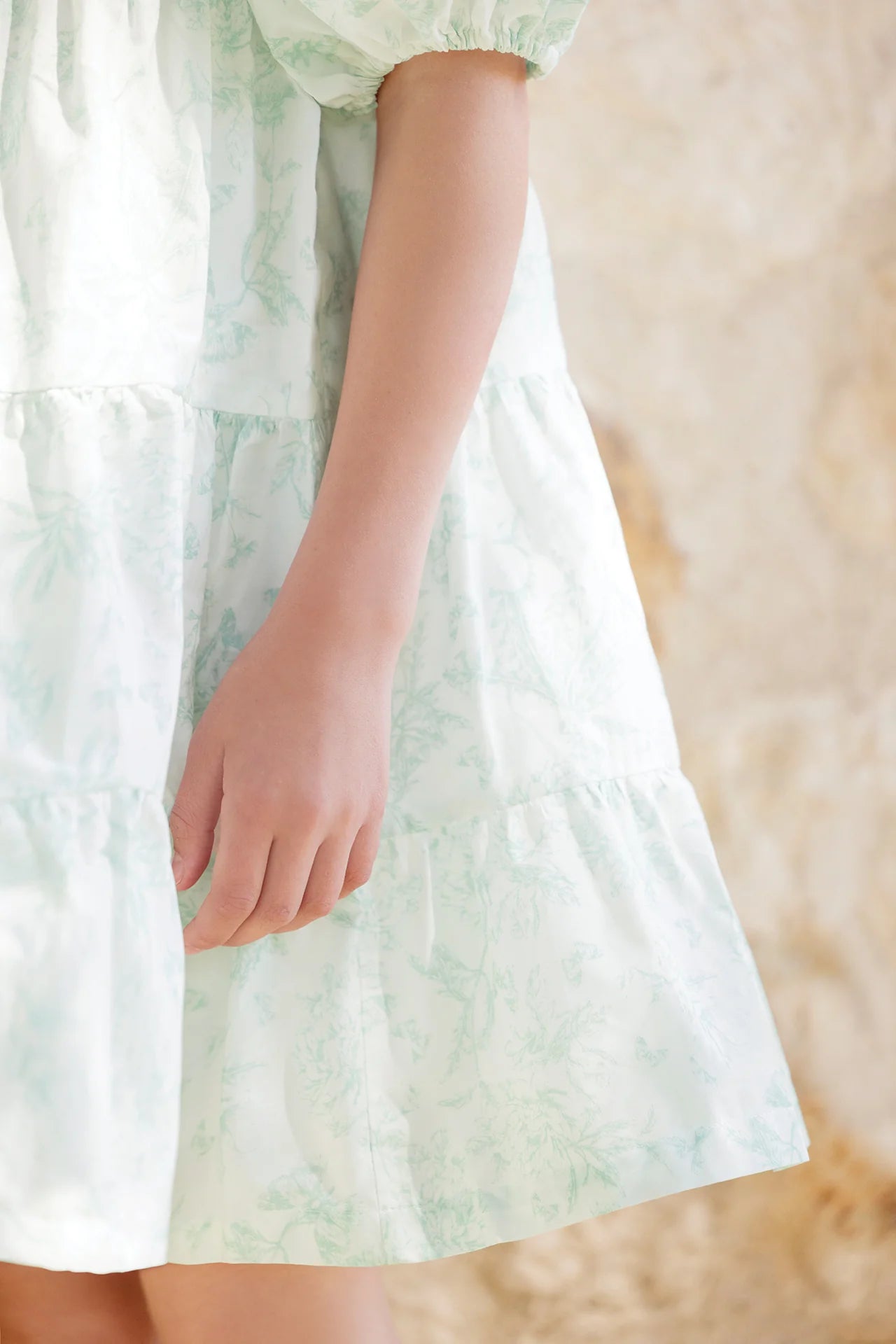 Long Dress Praline Inspiration Toile de Jouy - Lagoon Blue
