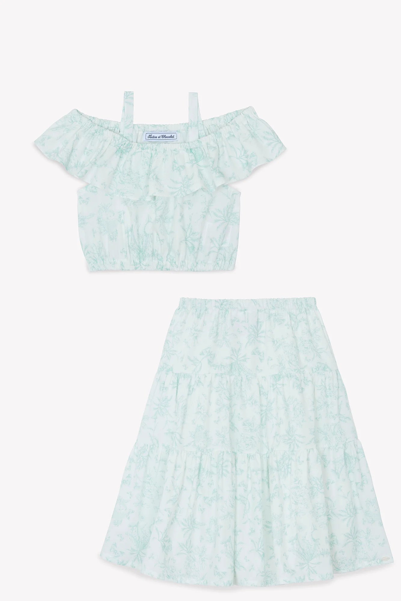 Top & Skirt Praline Inspiration Toile de Jouy - Lagoon Blue