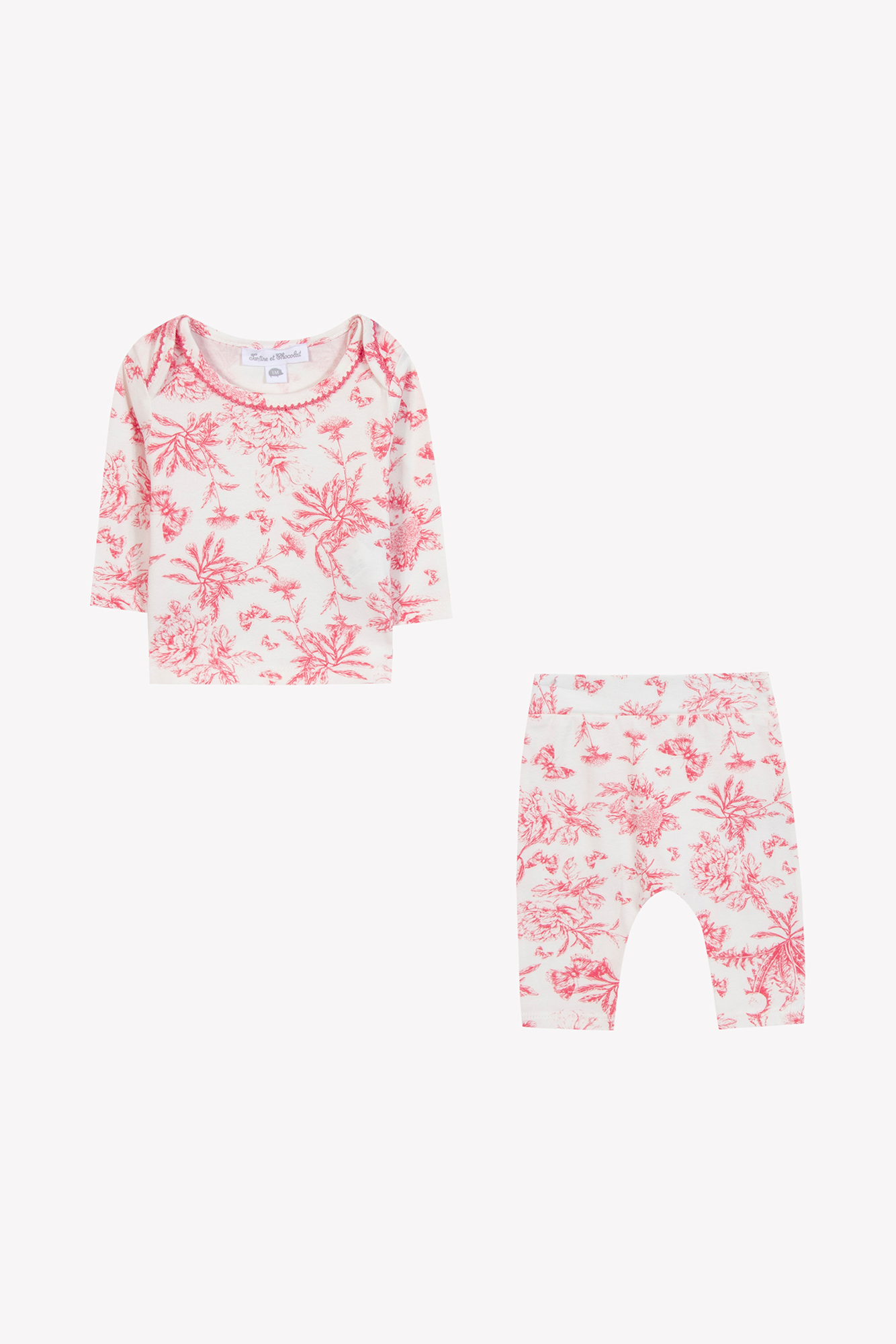 Baby Pyjamas - Toile de Jouy Pink