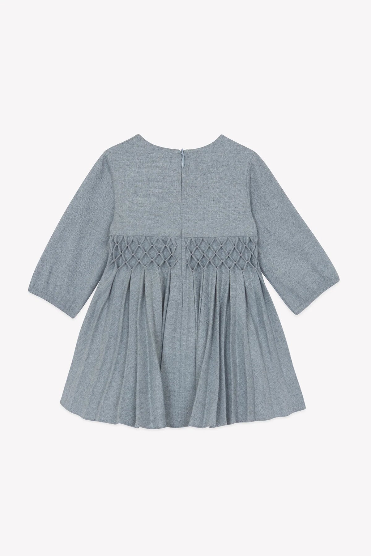 Dress - Mid-Grey Round Neck Flat Pleats