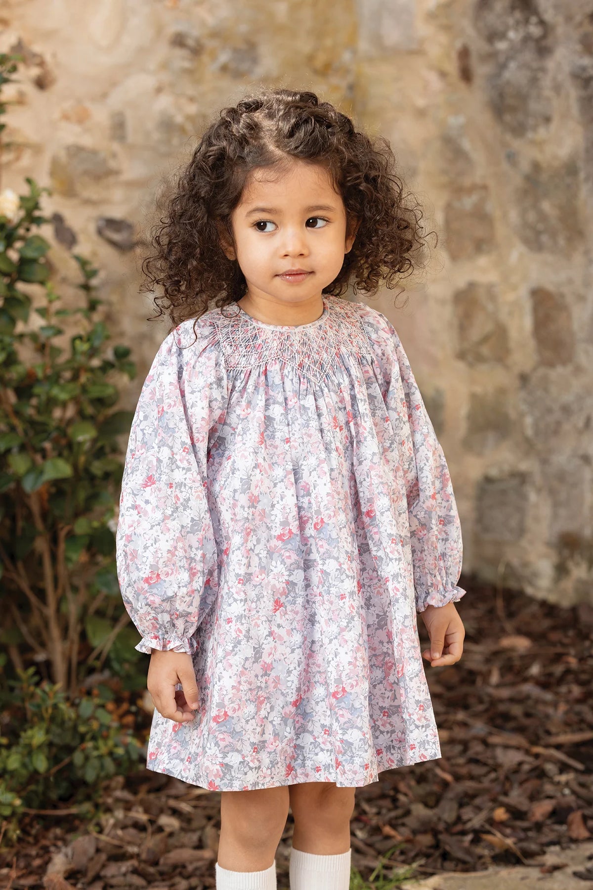 Dress - Cotton Mid Grey Floral Print
