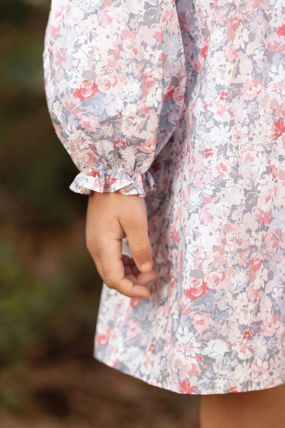 Dress - Cotton Mid Grey Floral Print