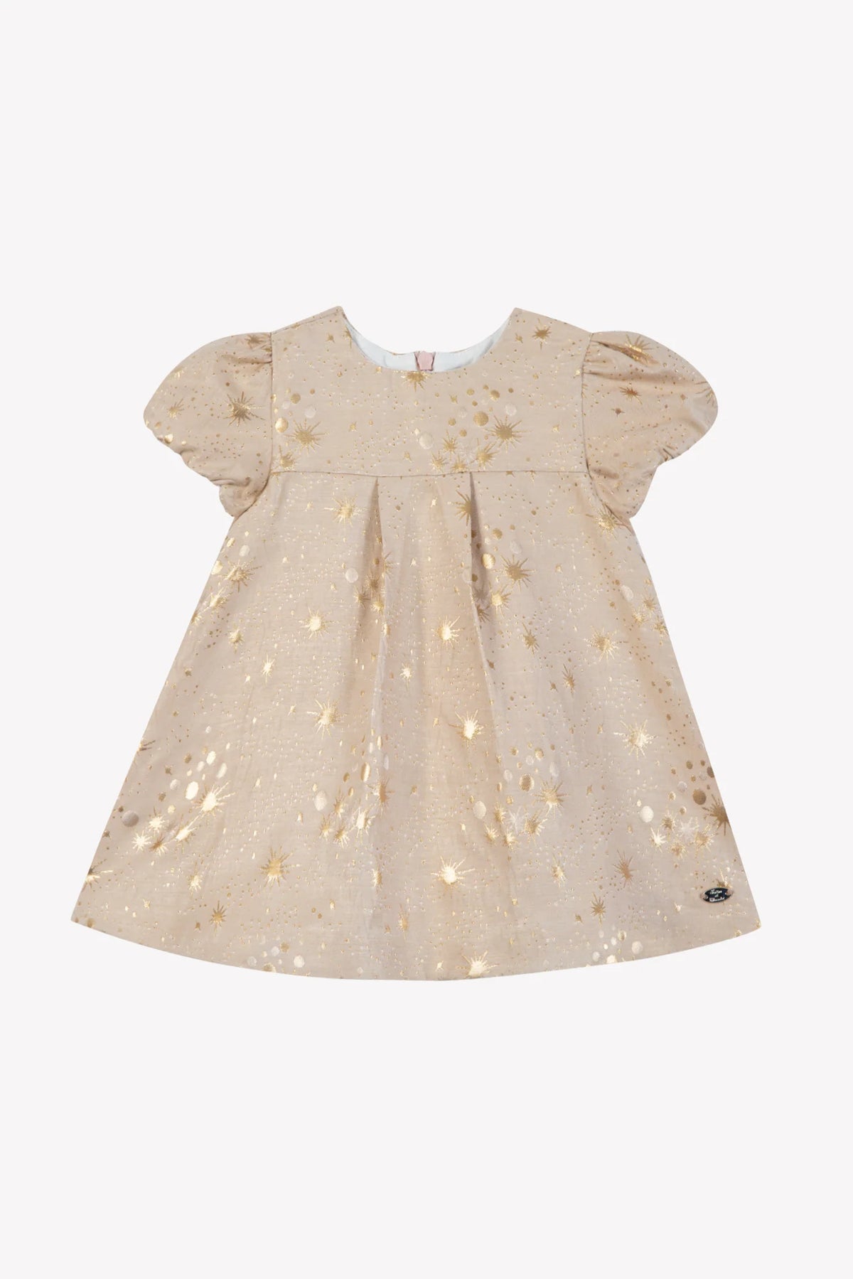 Dress - Pink Cotton Golden Patterns