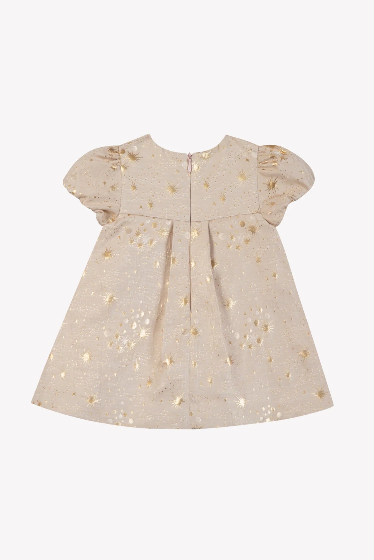 Dress - Pink Cotton Golden Patterns