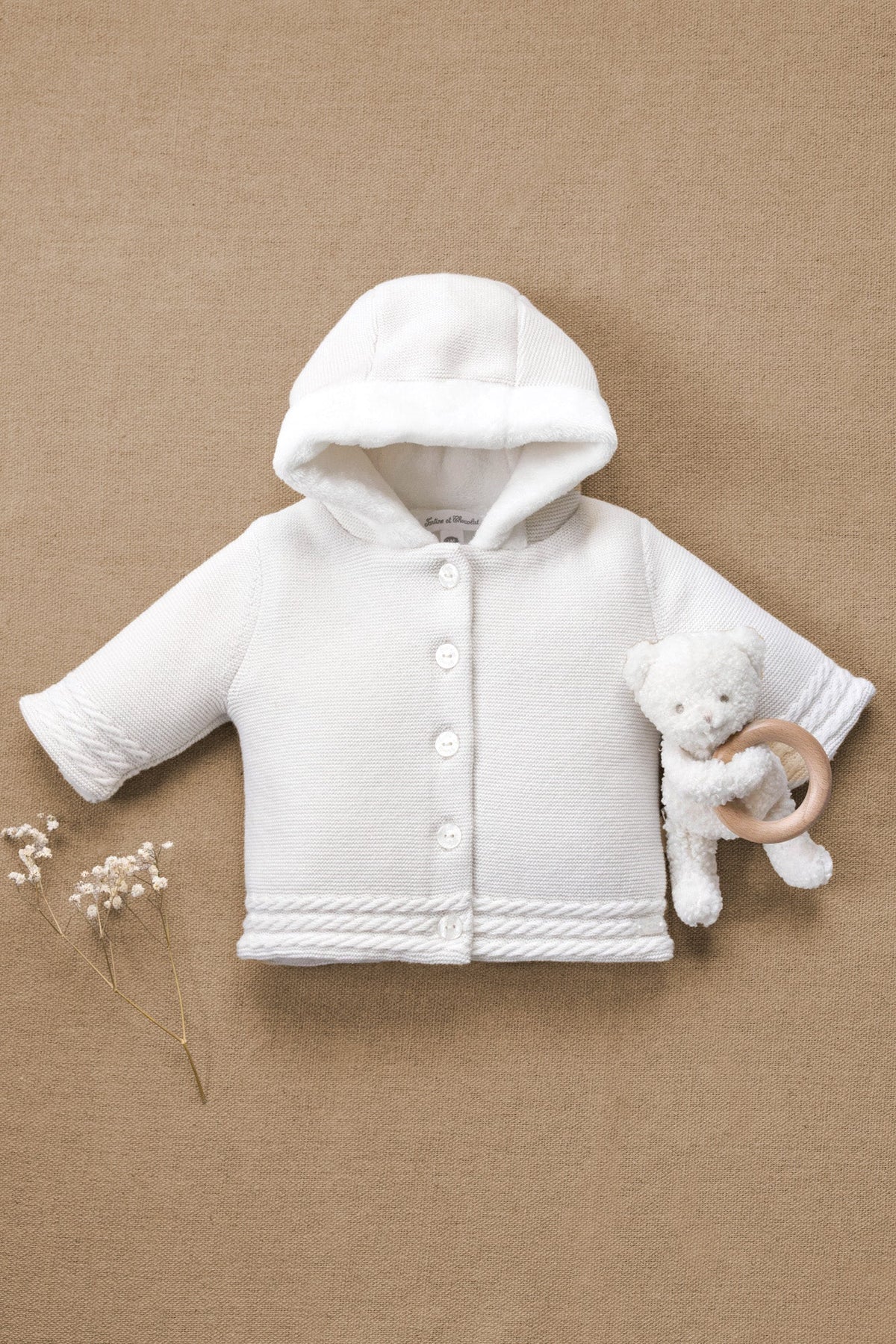 Coat - Ecru Mottled Cable-Knit