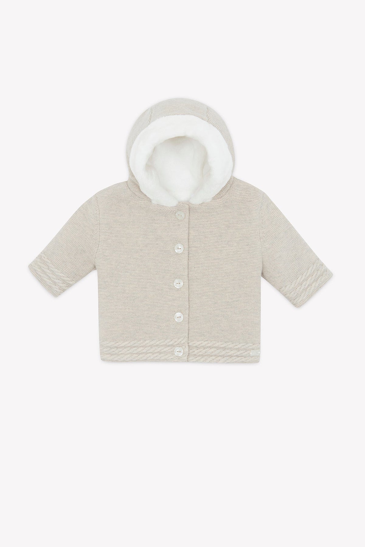 Coat - Beige Mottled Cable-Knit