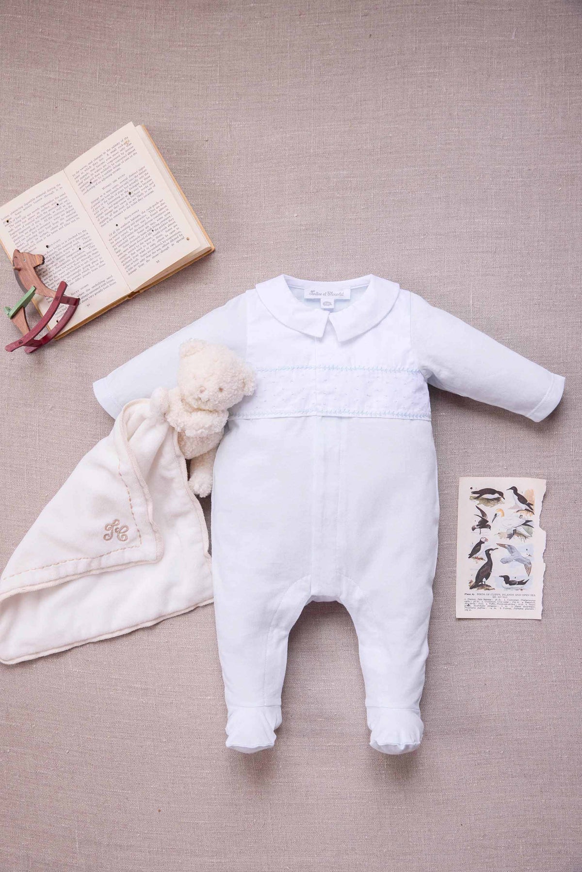 Set - Pink Pyjamas and Toile de Jouy Bib