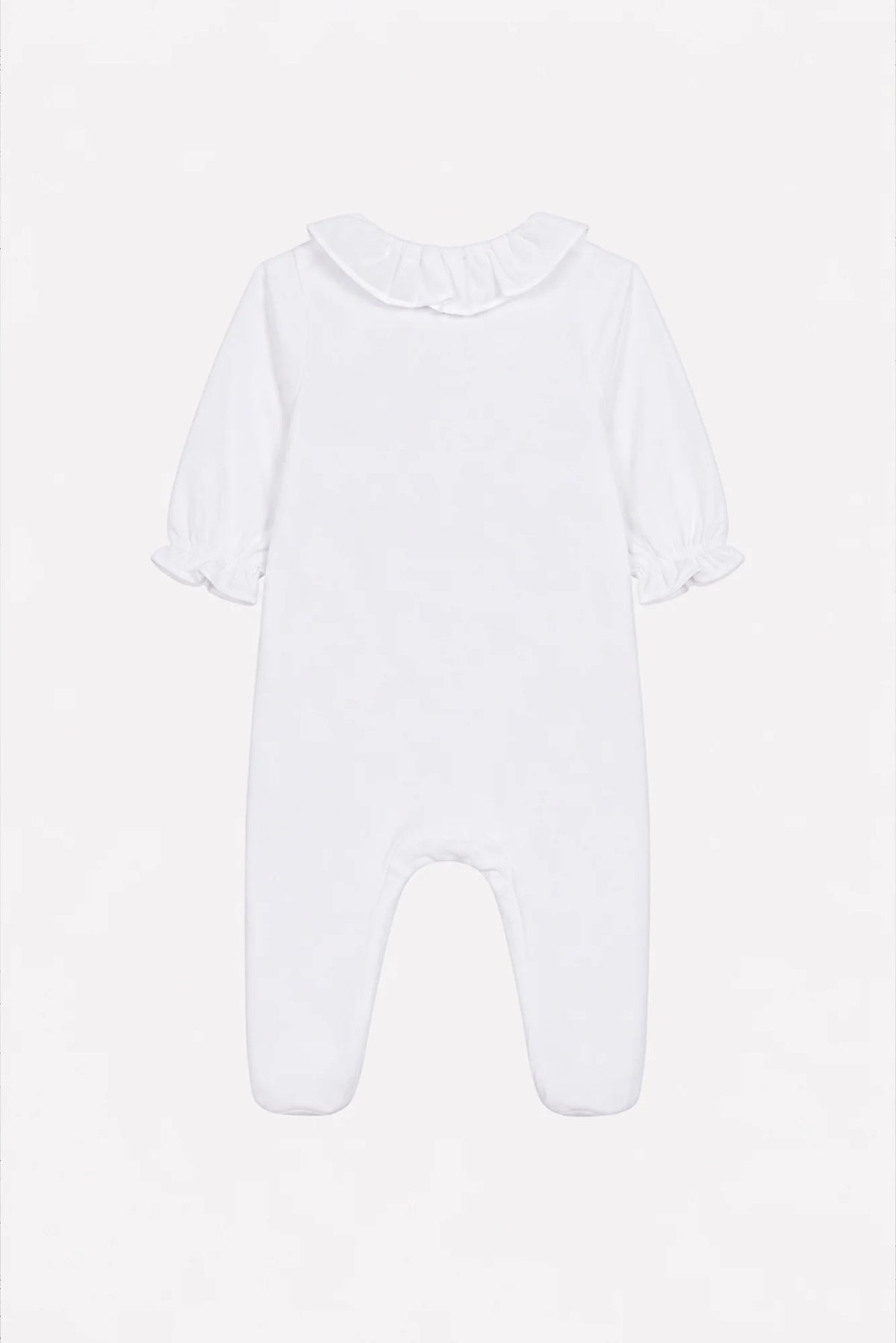 Onesie Pyjamas - White Cotton Pointed Collar Embroidery