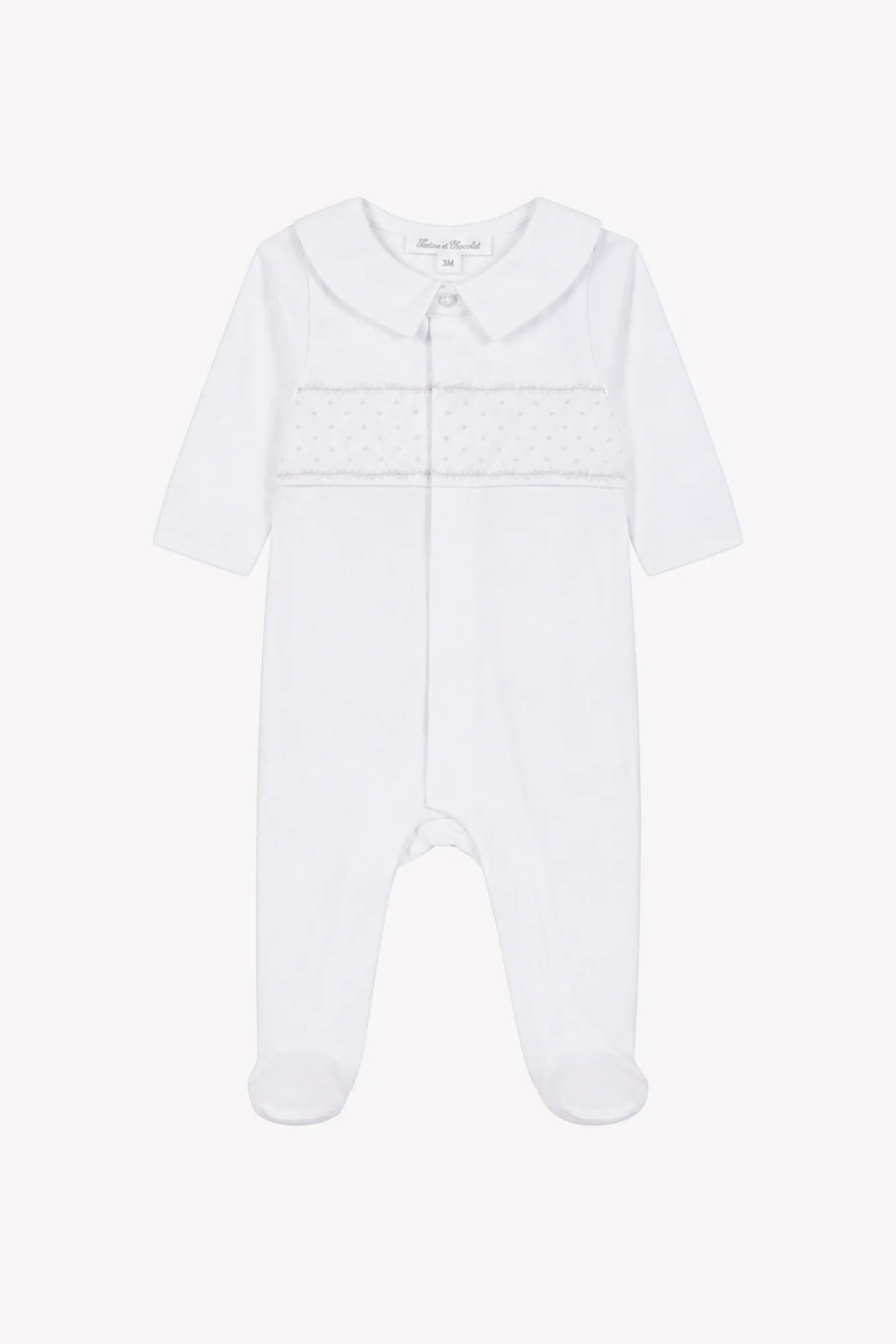Onesie Pyjamas - White Scalloped Cotton