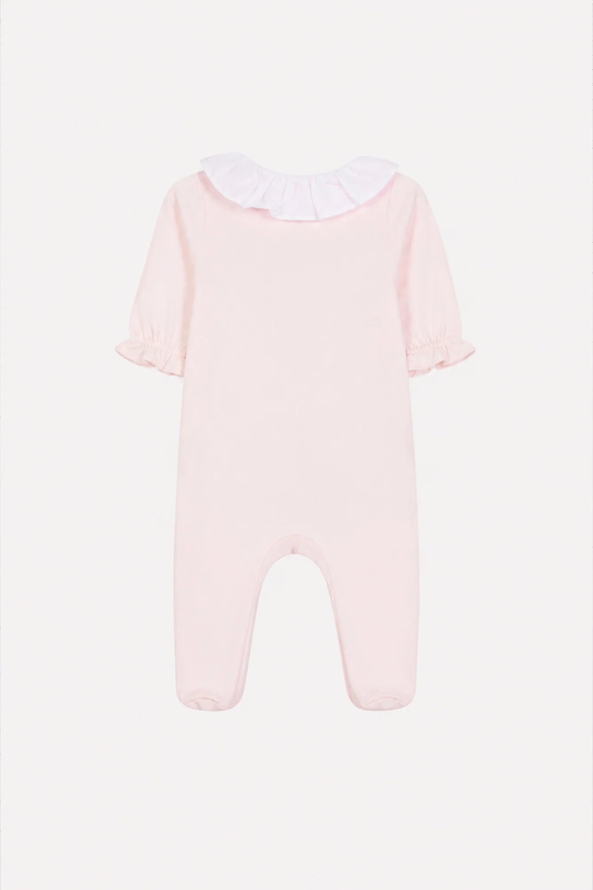 Onesie Pyjamas - Pale Pink Cotton Gathered Peter Pan Collar