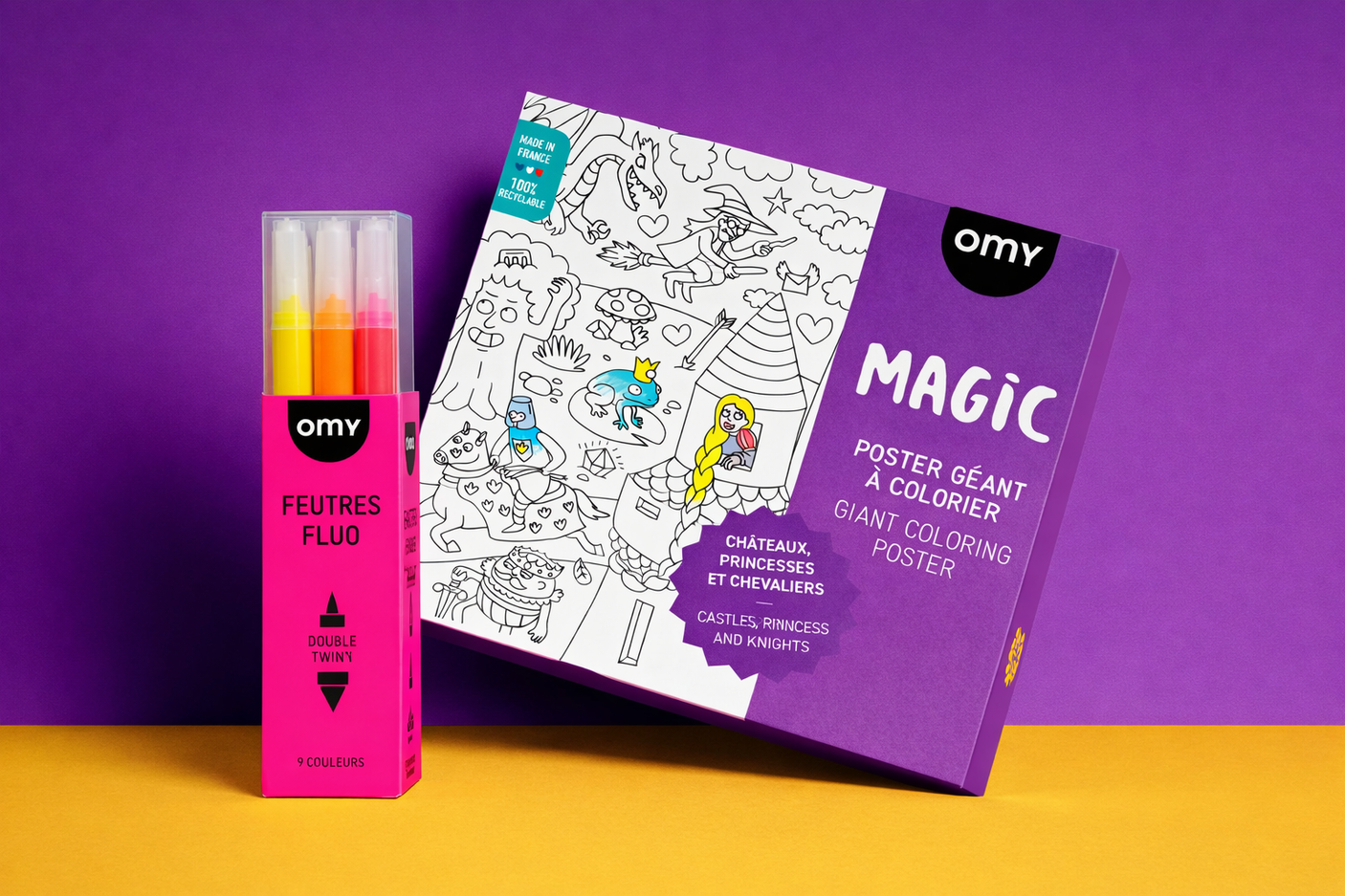 Set of Giant Poster Magic with 9 Fluo Markers