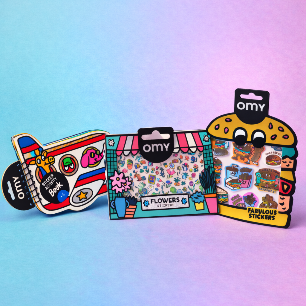 Combo Set Sticker Activity Book Plane & 2 Fabulous Stickers - Burger & Flowers