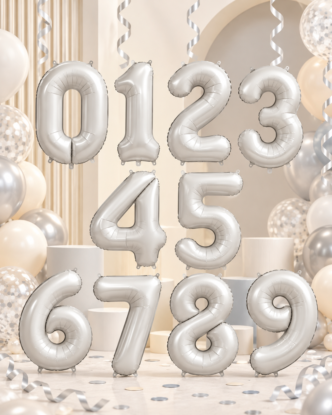Matte Silver Foil Number Balloon - 86cm