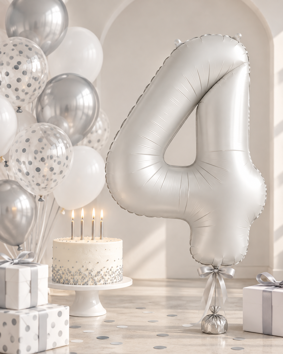 Matte Silver Foil Number Balloon - 86cm
