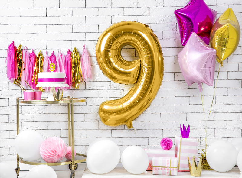 Foil Balloon Number ''9'' - Gold 86cm