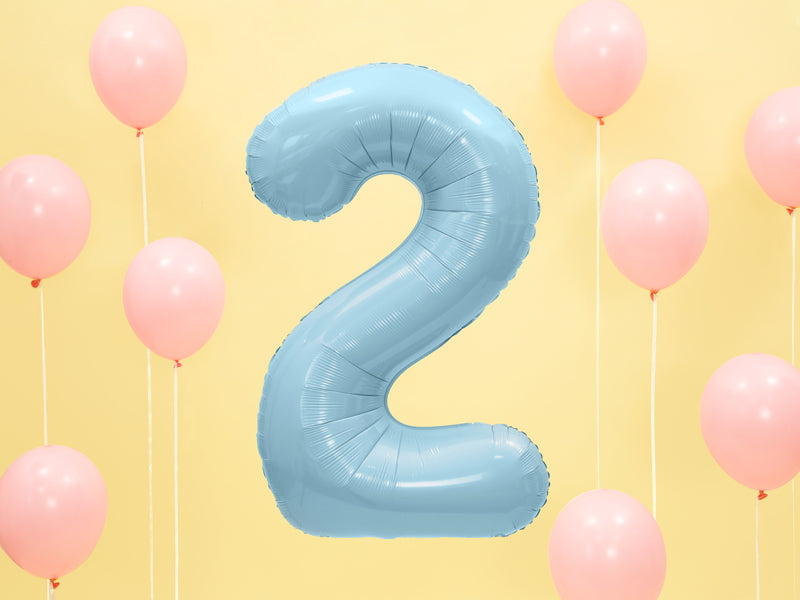 Foil Balloon Number ''2'' - Light Blue 86cm