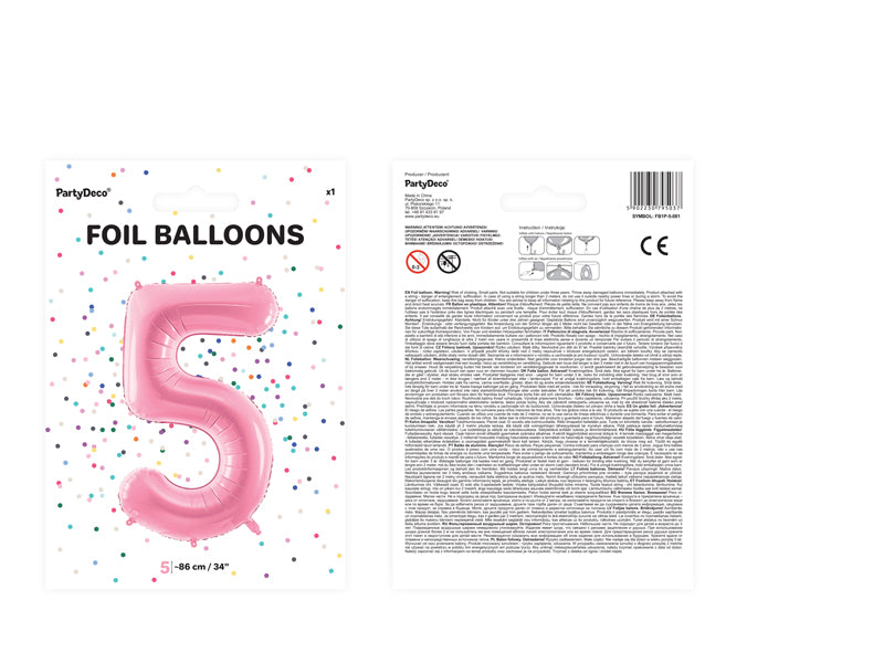Foil Balloon Number ''5'' - Pink 86cm
