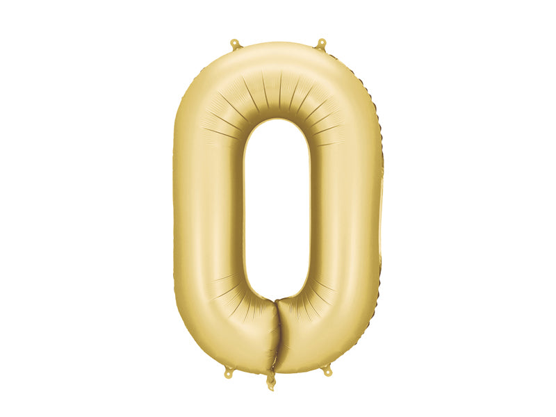 Foil Balloon Number ''0'' - Matte Gold 86cm