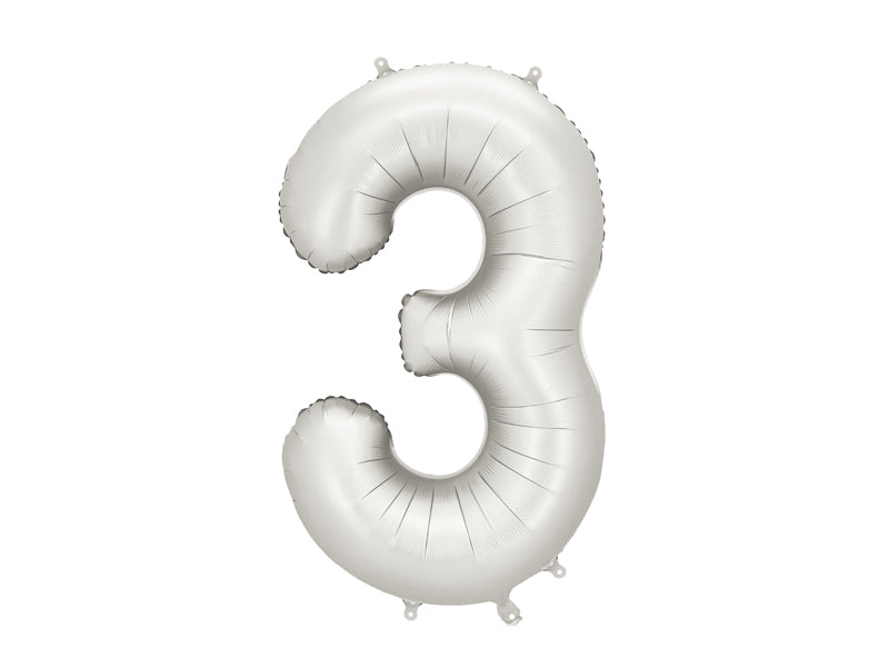 Foil Balloon Number ''3'' - Matte Silver 86cm