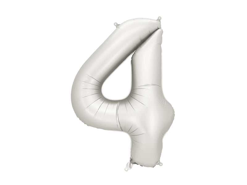 Foil Balloon Number ''4'' - Matte Silver 86cm