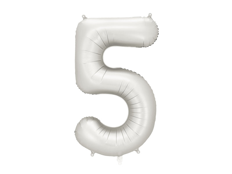 Foil Balloon Number ''5'' - Matte Silver 86cm