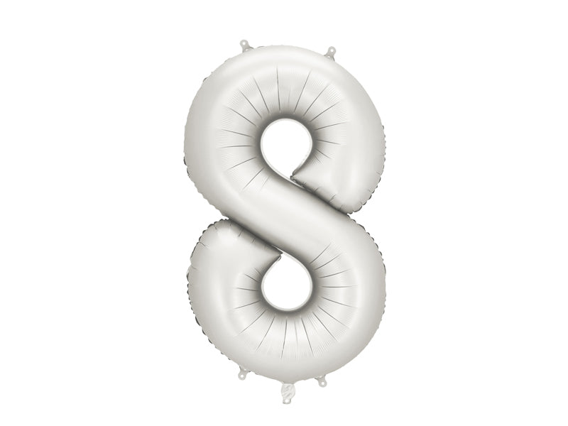 Foil Balloon Number ''8'' - Matte Silver 86cm