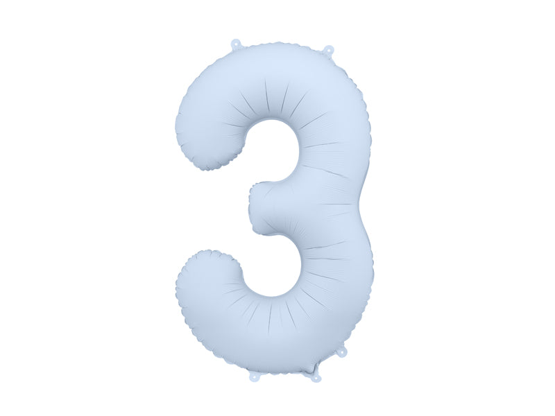 Foil Balloon Number ''3'' - Misty Blue 86cm