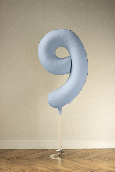 Foil Balloon Number ''9'' - Misty Blue 86cm