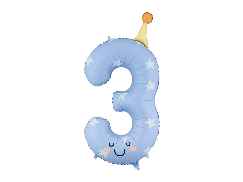 Foil balloon Number ''3'' - Blue 86cm