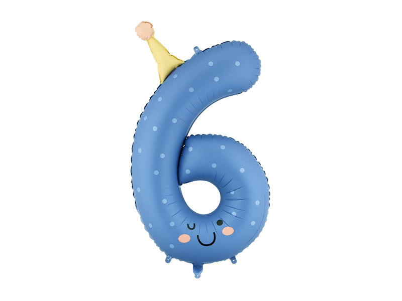 Foil balloon Number ''6'' - Blue 86cm