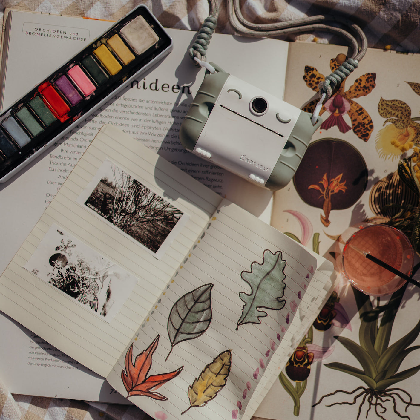 كاميرا مع بكرات طباعة حرارية للأطفال - أخضر