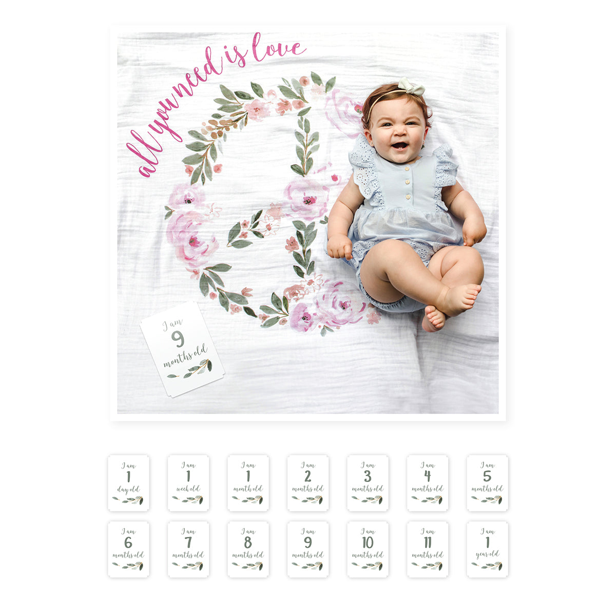 Baby's First Year Blanket&Cards Set -  All You Need Is Love