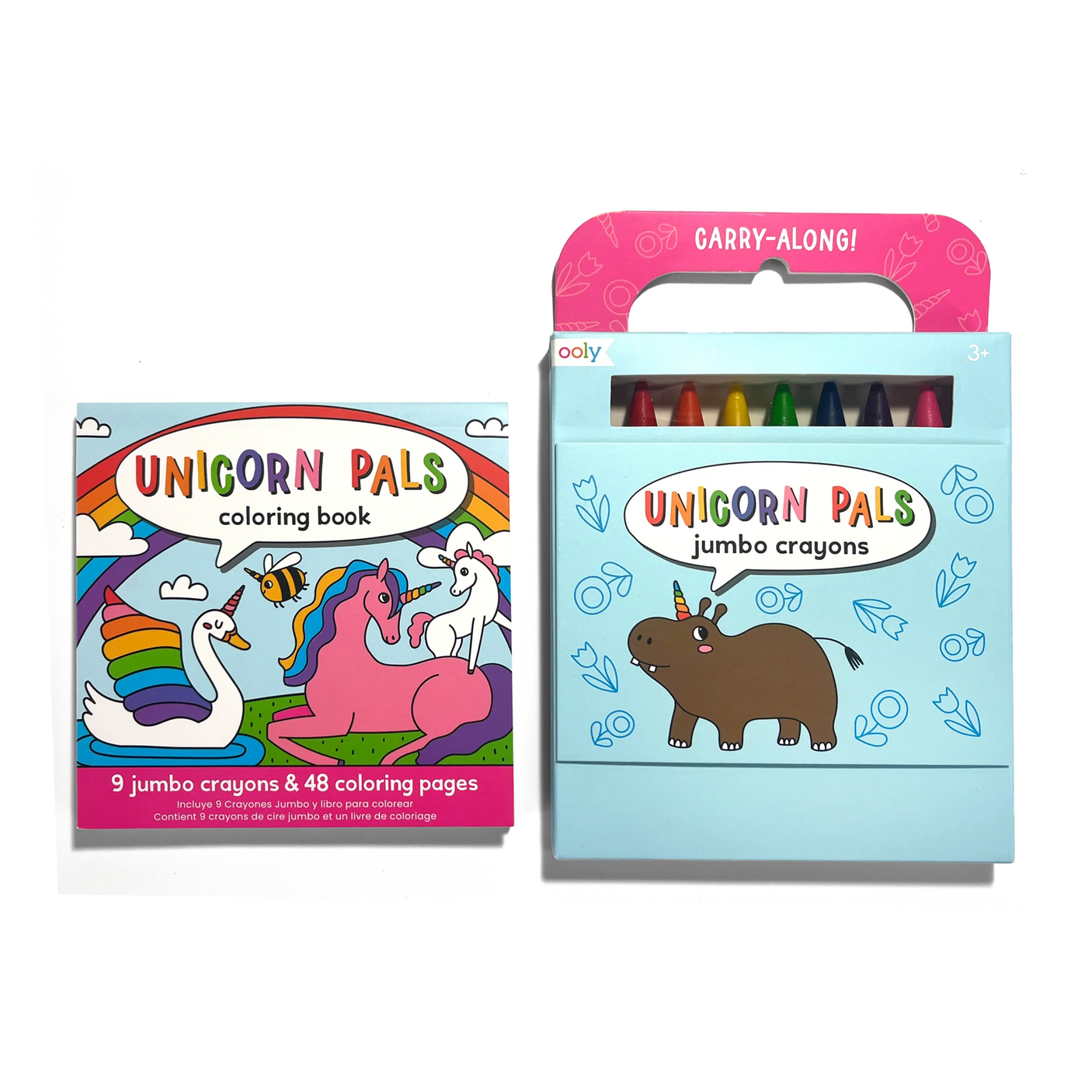 Coloring Book and Crayon Set - Unicorn Pals - Set of 9 Crayons