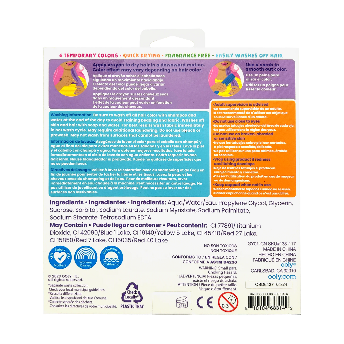 Hair Doodlers Hair Crayons - Set of 6