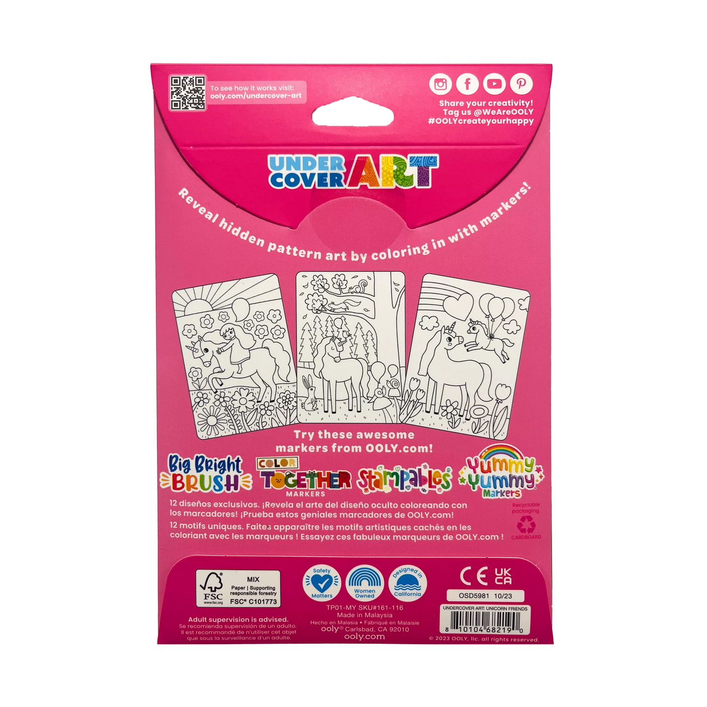 Undercover Art Hidden Pattern Coloring Activity Art Cards - Unicorn Friends