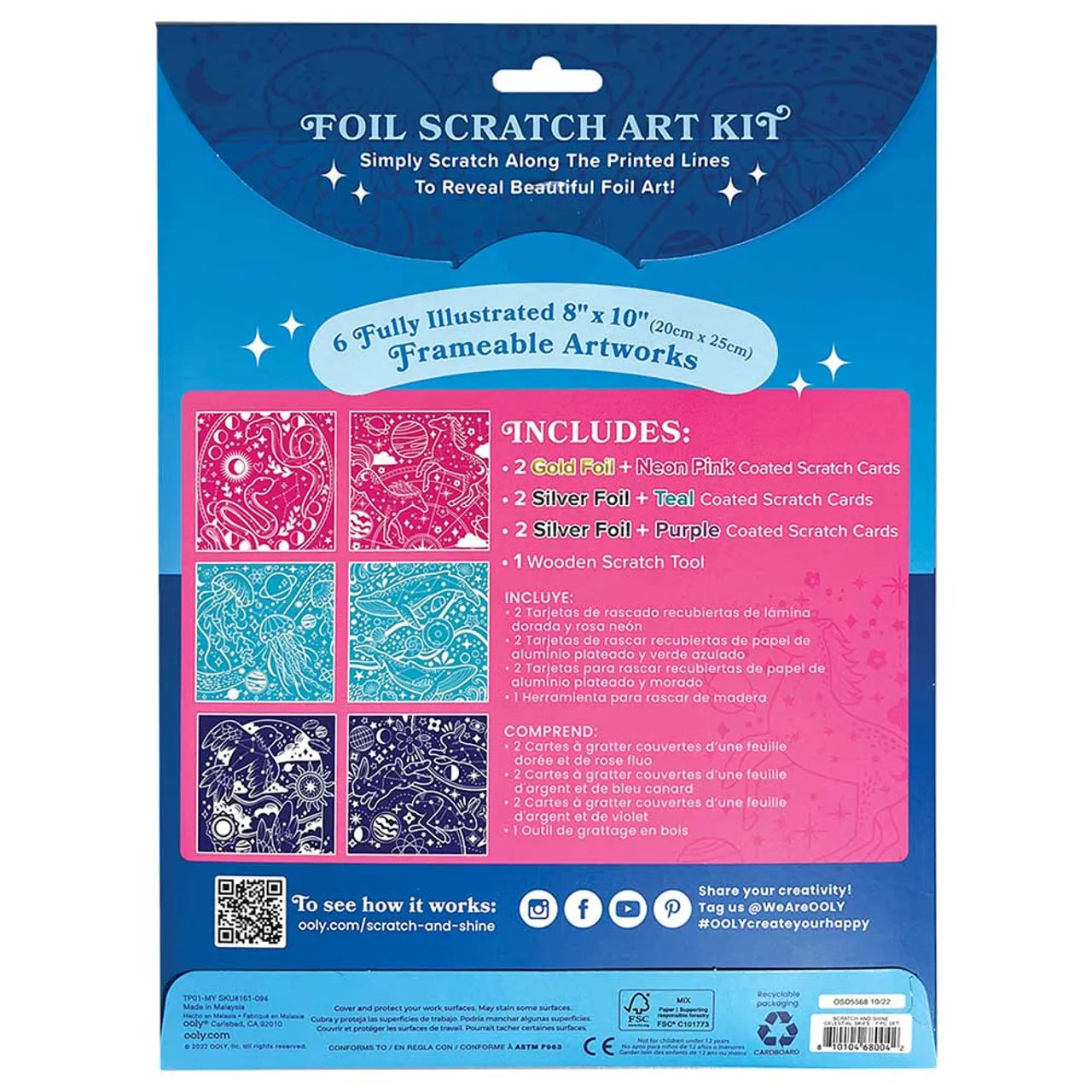 Scratch and Shine Foil Scratch Art Kit - Celestial Skies