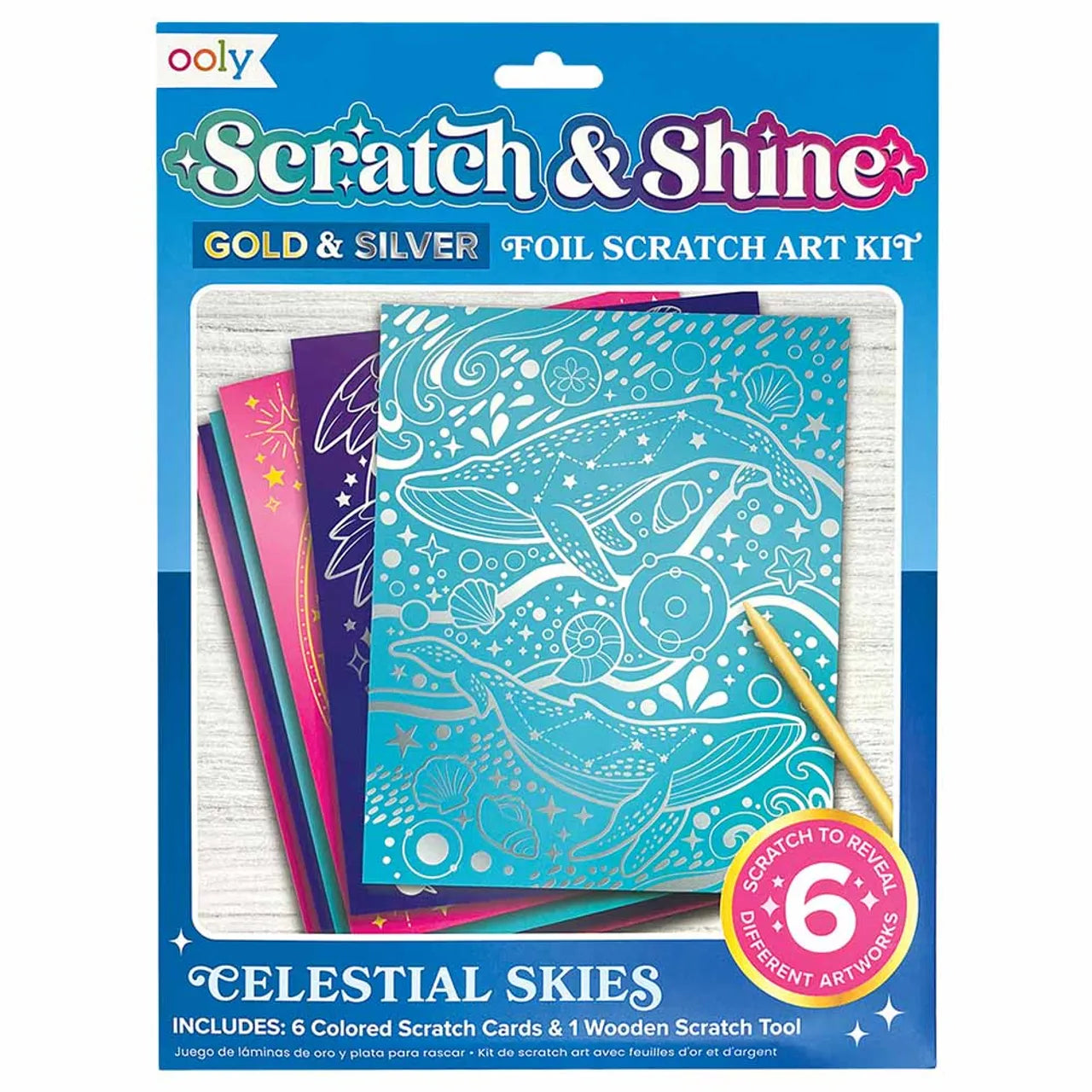 Scratch and Shine Foil Scratch Art Kit - Celestial Skies