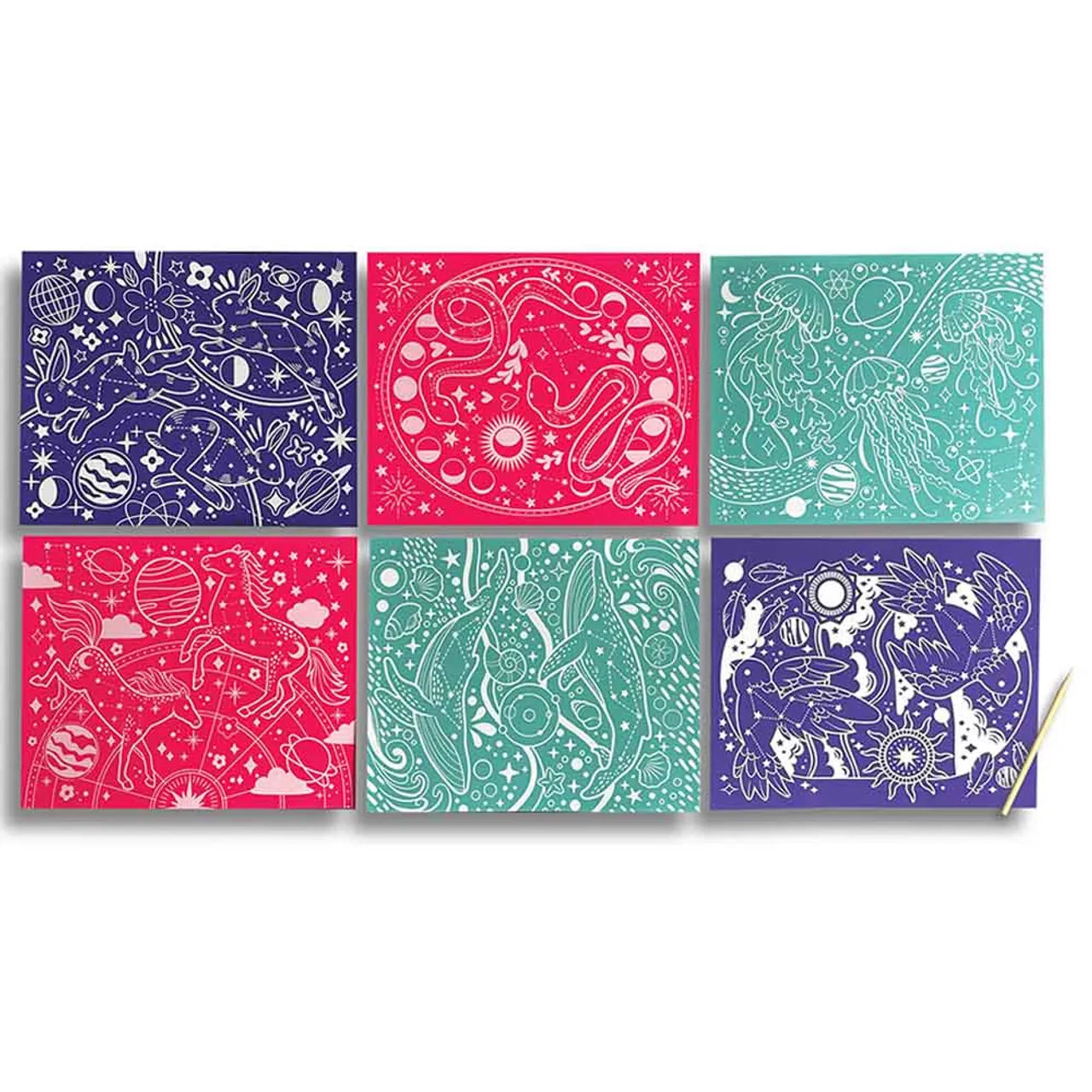 Scratch and Shine Foil Scratch Art Kit - Celestial Skies