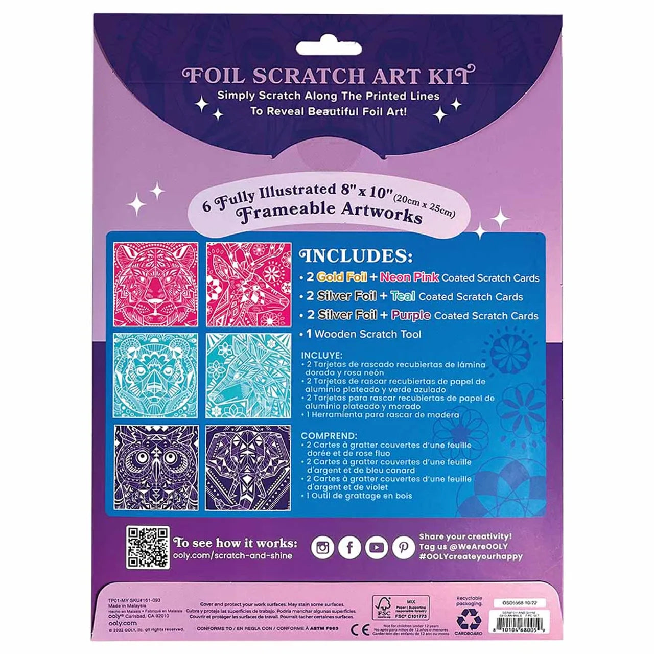 Scratch and Shine Foil Scratch Art Kit - Geometric Animals