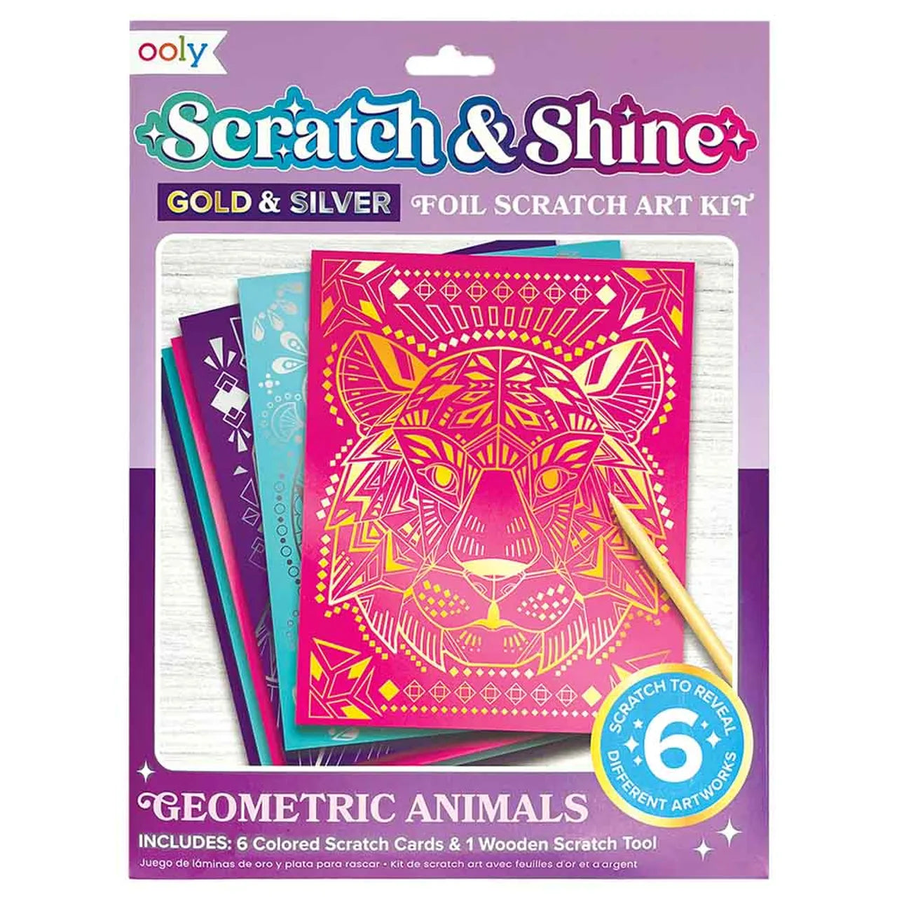 Scratch and Shine Foil Scratch Art Kit - Geometric Animals
