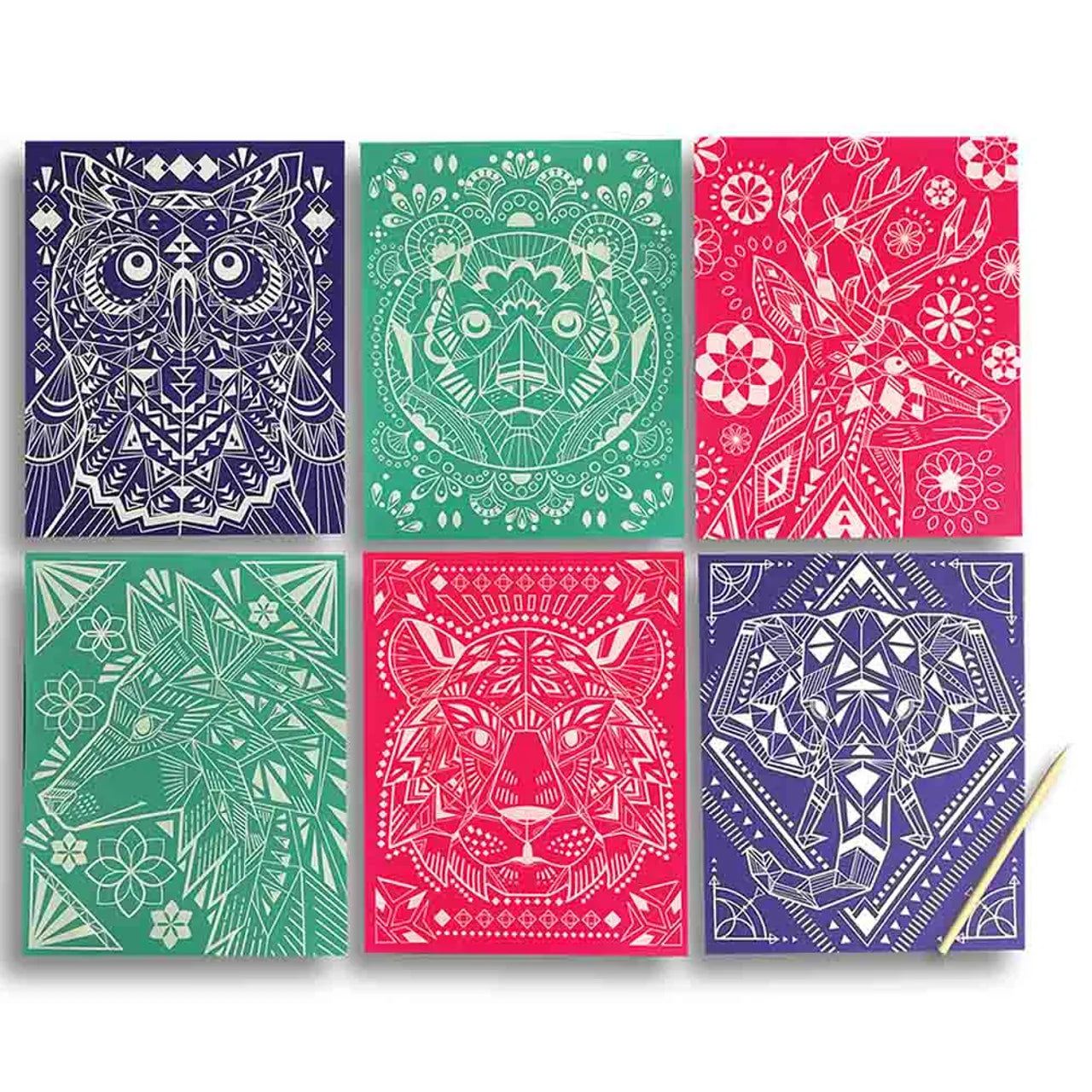 Scratch and Shine Foil Scratch Art Kit - Geometric Animals