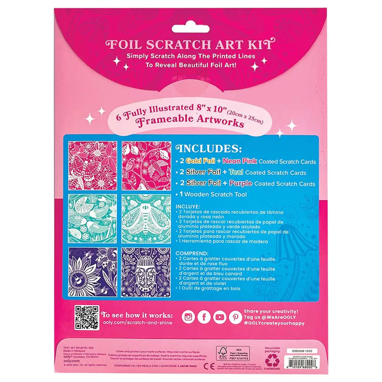 Scratch and Shine Foil Scratch Art Kit - Glorious Garden