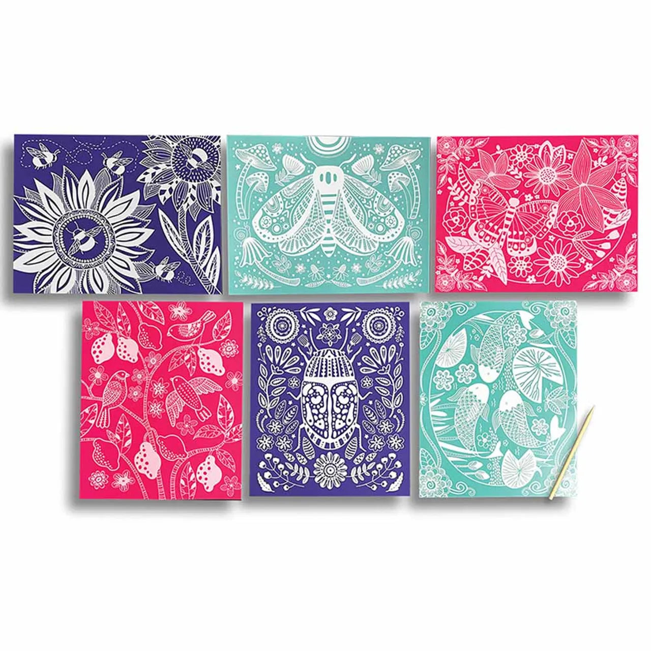 Scratch and Shine Foil Scratch Art Kit - Glorious Garden