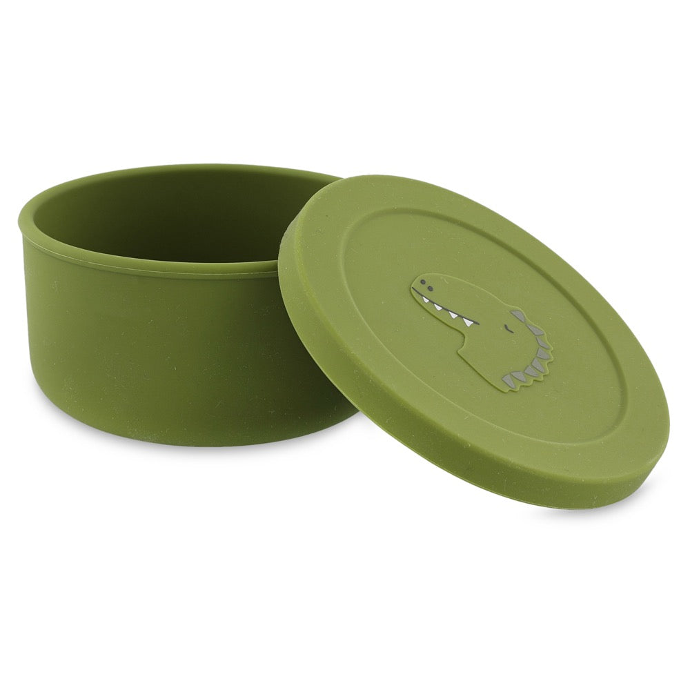 Silicone snack pot with lid - Mr. Dinosaur