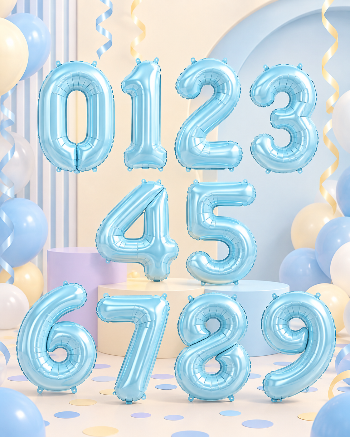 Light Blue Foil Number Balloon - 86cm