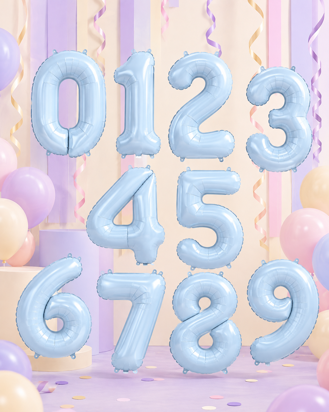 Misty Blue Foil Number Balloon - 86cm