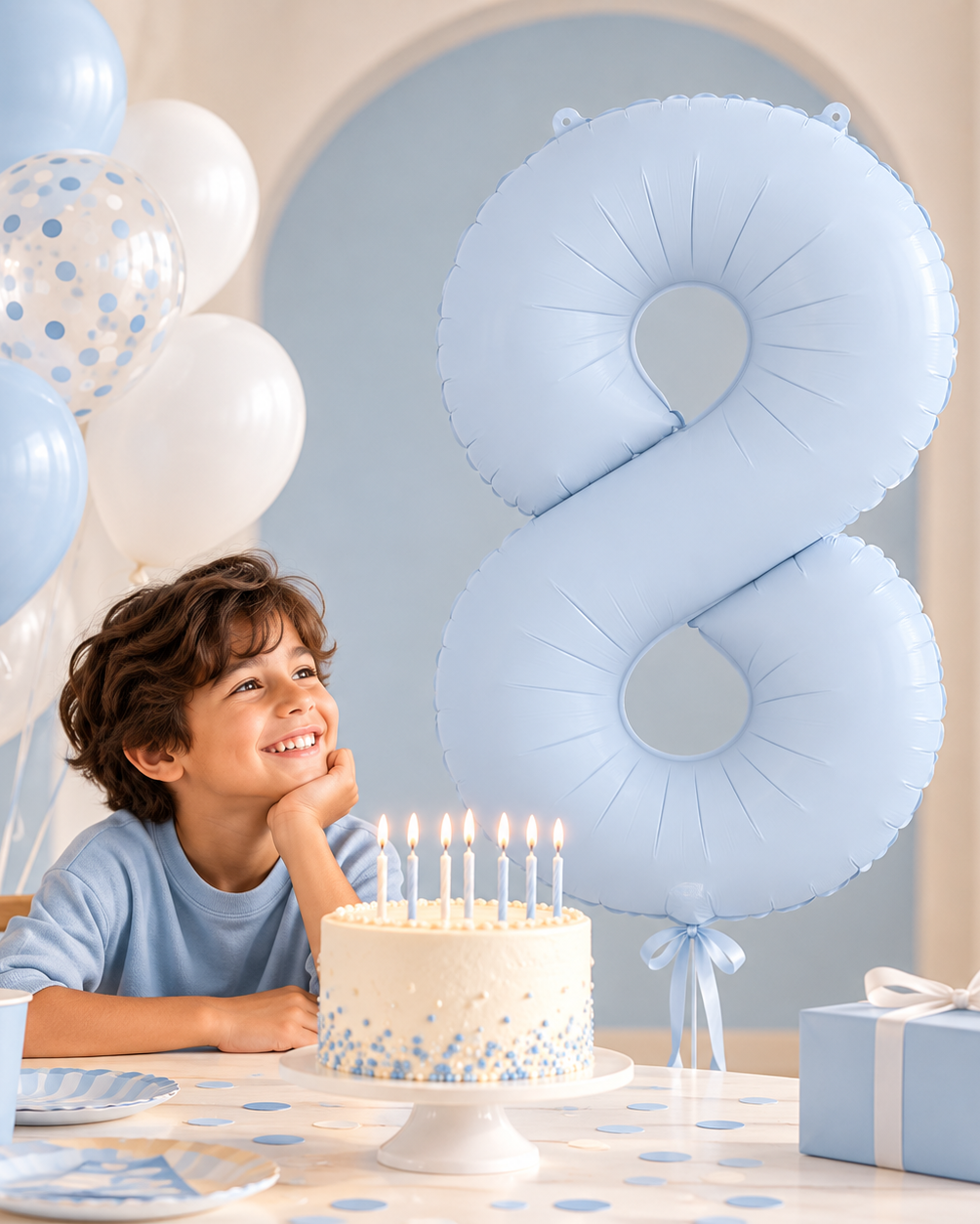 Misty Blue Foil Number Balloon - 86cm