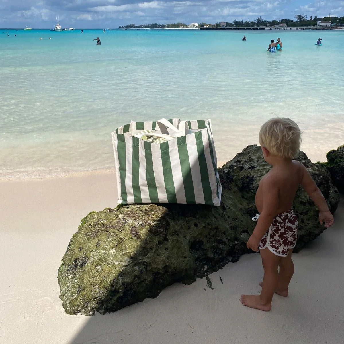 Caryall Beach Bag - The Vacay Olive Stripe